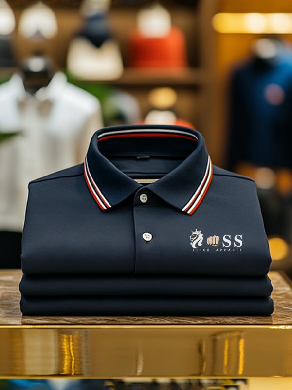 Camisa polo ejecutivo Logo estampado solapa para hombre