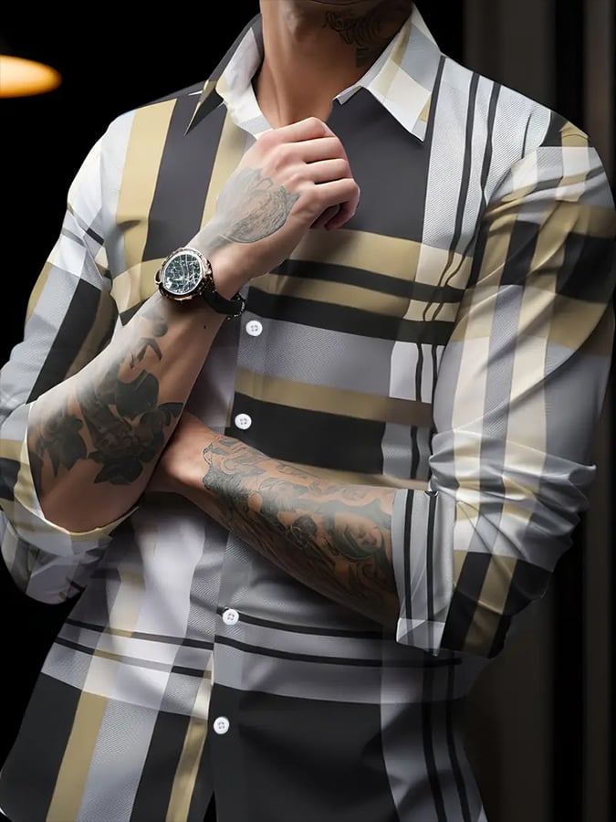 Camisa a cuadros ejecutivo casual para hombre