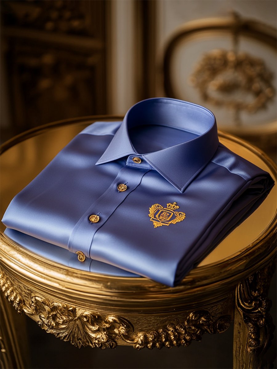 Camisa satén Luxe de manga larga con botones para hombre