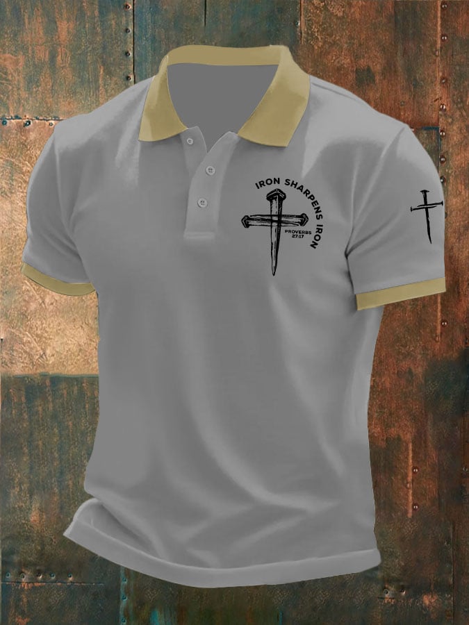 Camisa polo Iron Sharpens Iron estampado para hombre