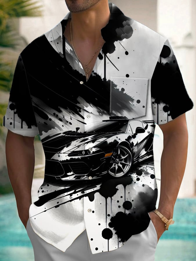 Camisa de moda casual Art Racing estampado para hombre