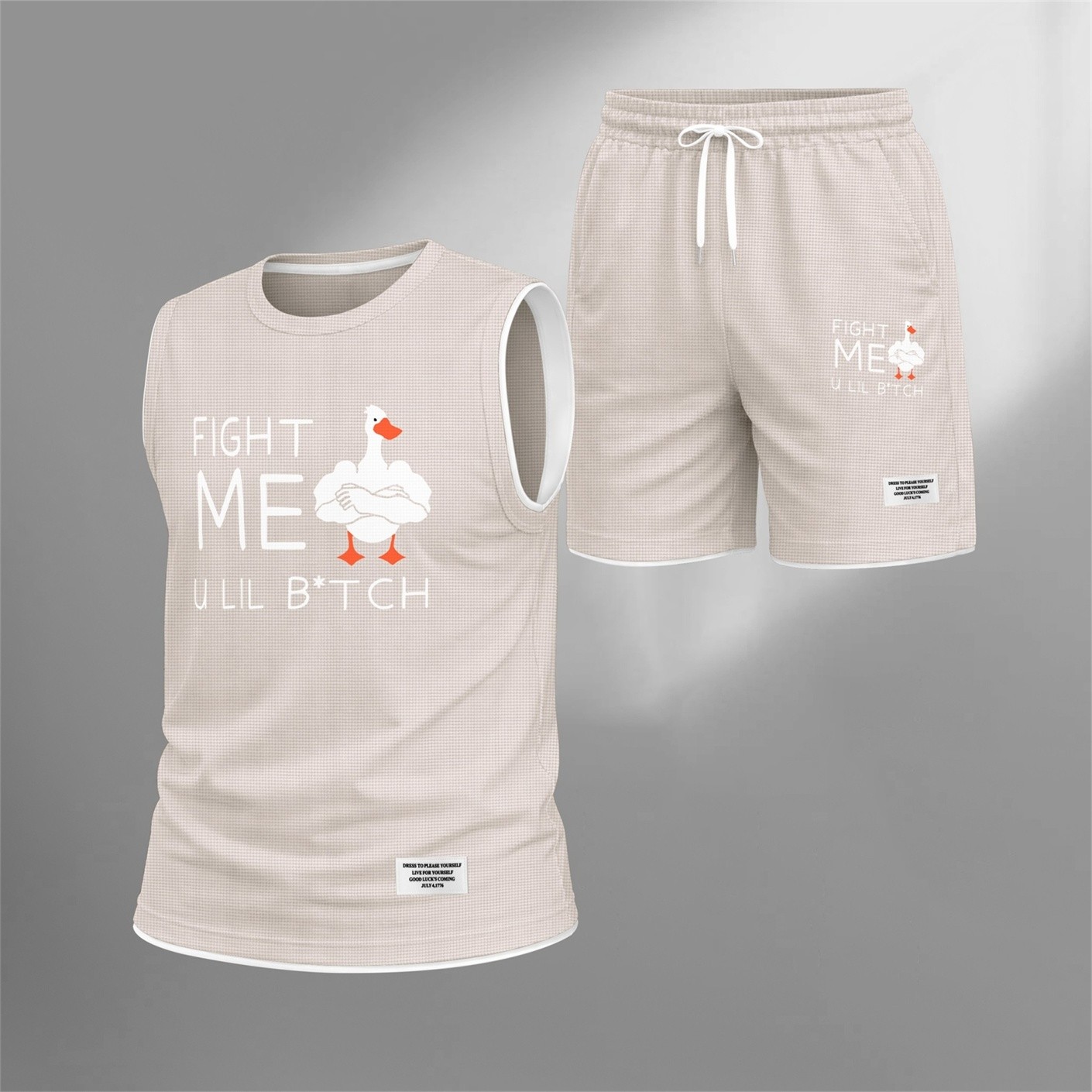 Shorts 2 Piece Graphic Set, Sleeveless Tank Top and casual shorts Outfit, Regular Fit Summer Clothing Set for Men, Streetwear Matching Set for Vacation Gym para uso diario Wear and para exterior Looks para hombre