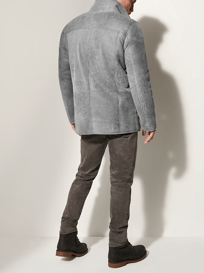 para hombre de modaable Open Pocket Button Design Imitation Leather Plush Warm Coat