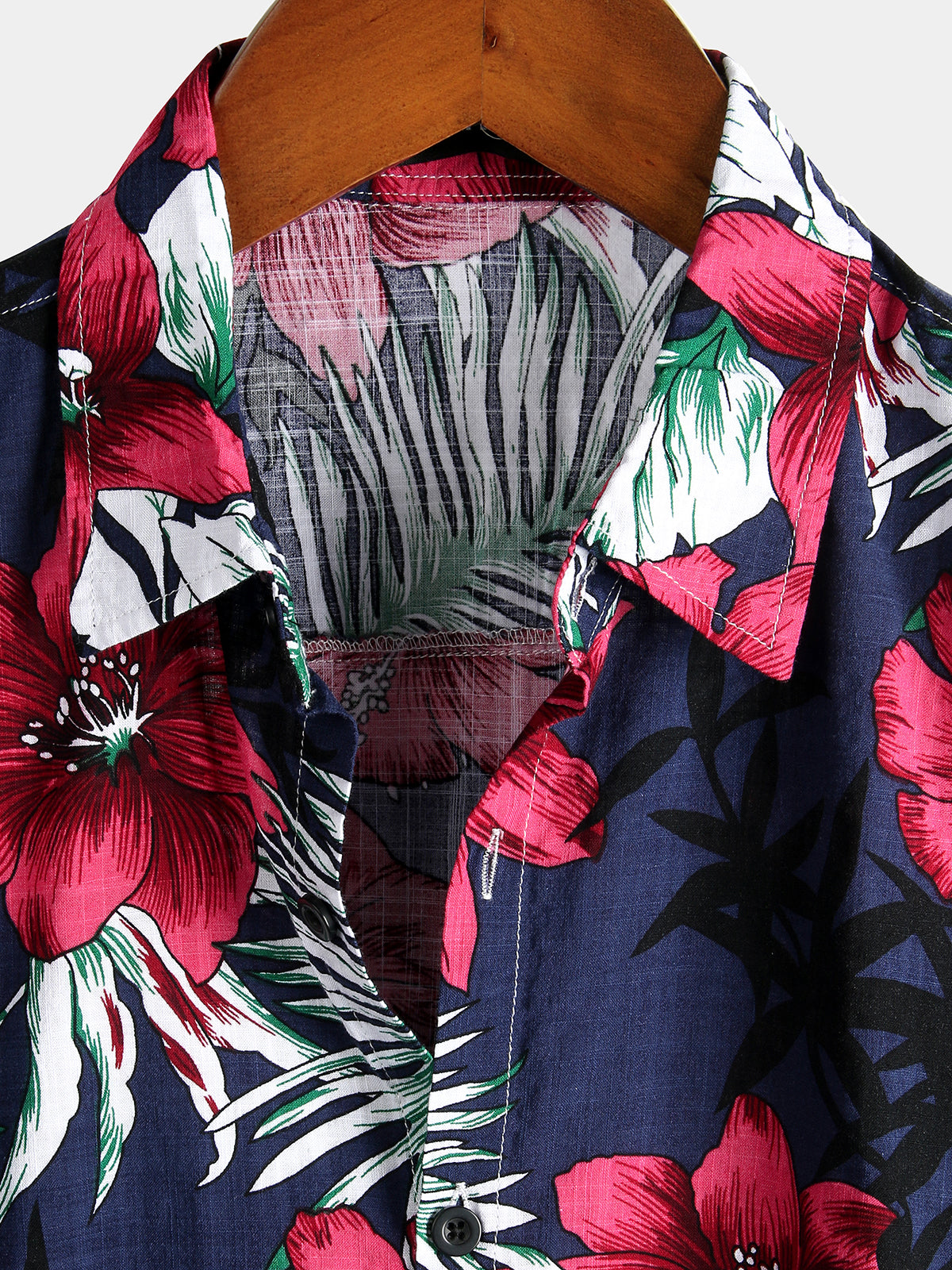 Camisa Flower Tropical Hawaii de algodón de manga corta para hombre