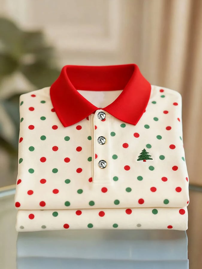 Camisa polo Christmas-Themed estampado de manga corta para hombre