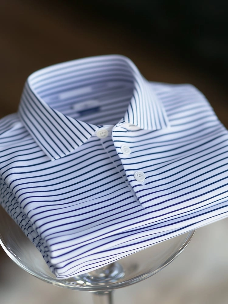 Camisa polo ejecutivo casual a rayas Button de manga corta para hombre