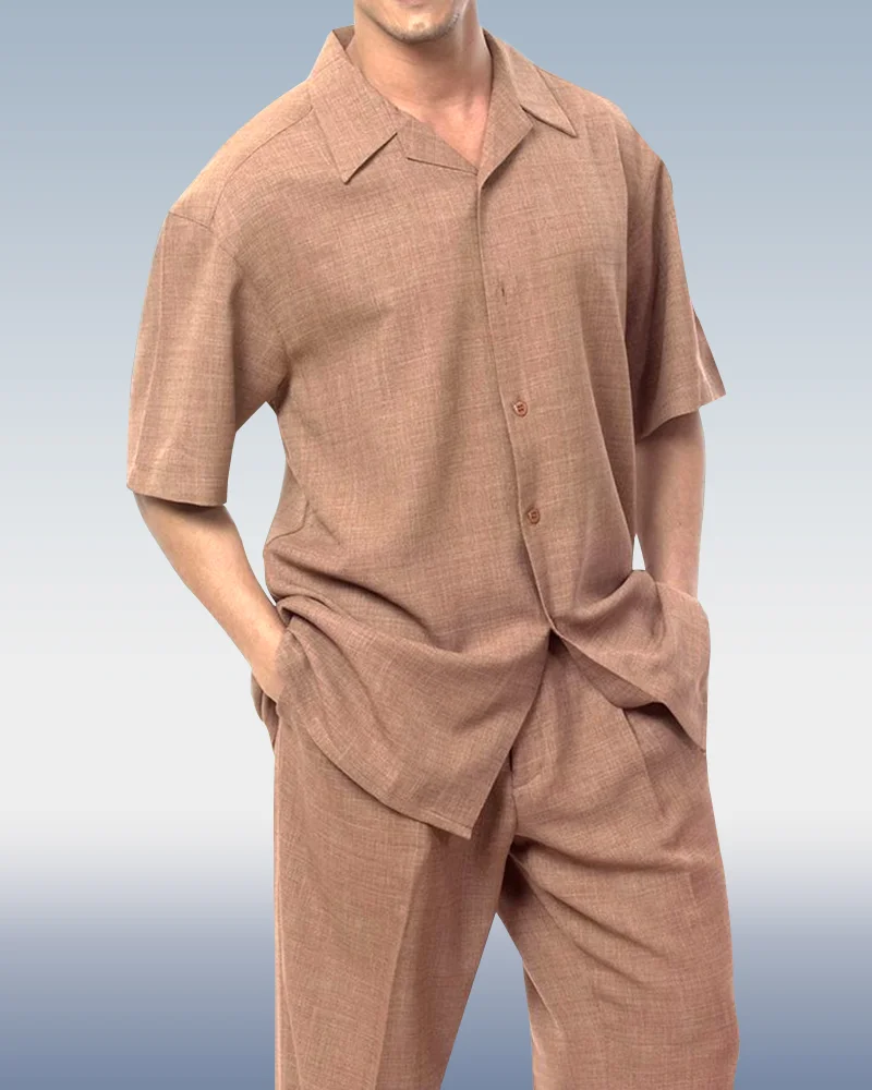 Camisa de color sólido de manga corta Walking Set 4 Colors 433 para hombre
