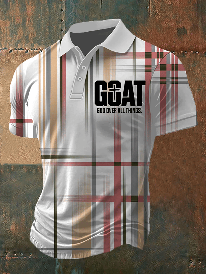 Camisa polo Goat-God Over All Things estampado de manga corta para hombre