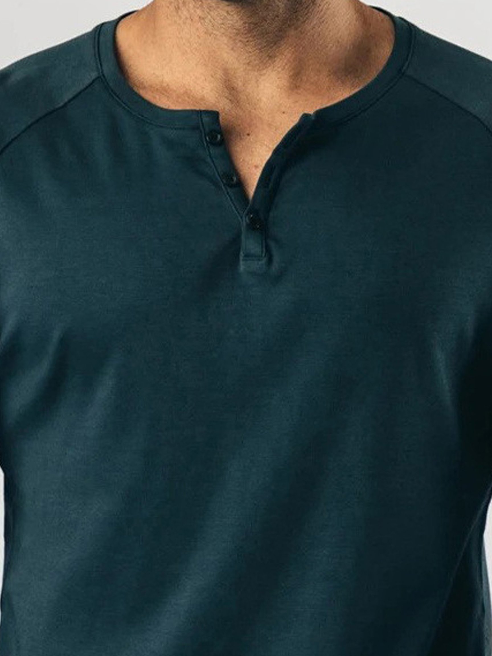 Camiseta casual and Comfortable Henley de manga larga para hombre