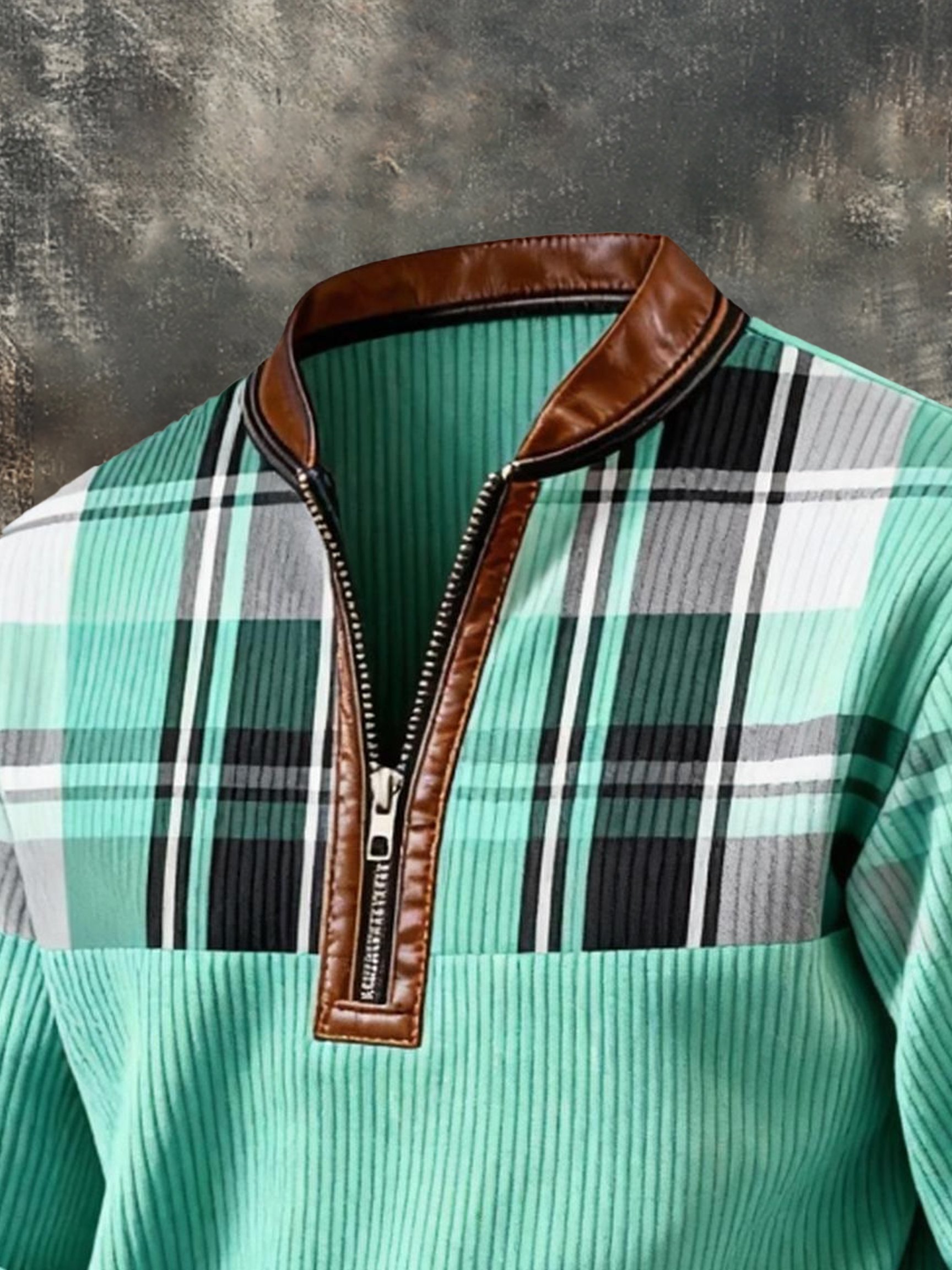Sudadera vintage Color-Block estampado con cierre con gorrasucha para hombre