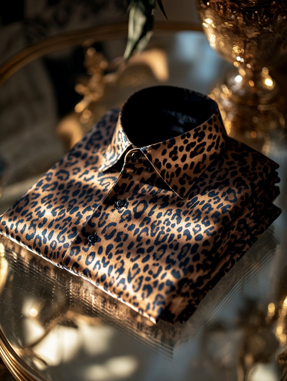 Camisa ejecutivo vintage Animal diseño Button para hombre