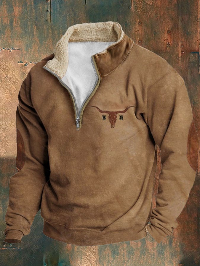 Sudadera casual cierre Stand cuello de manga larga estampado