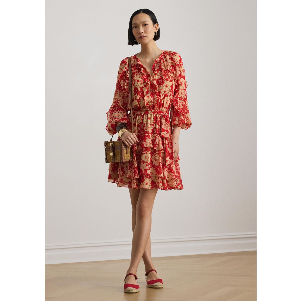 Women's Print Ruffle-Trim Georgette Tiered Dress - 1