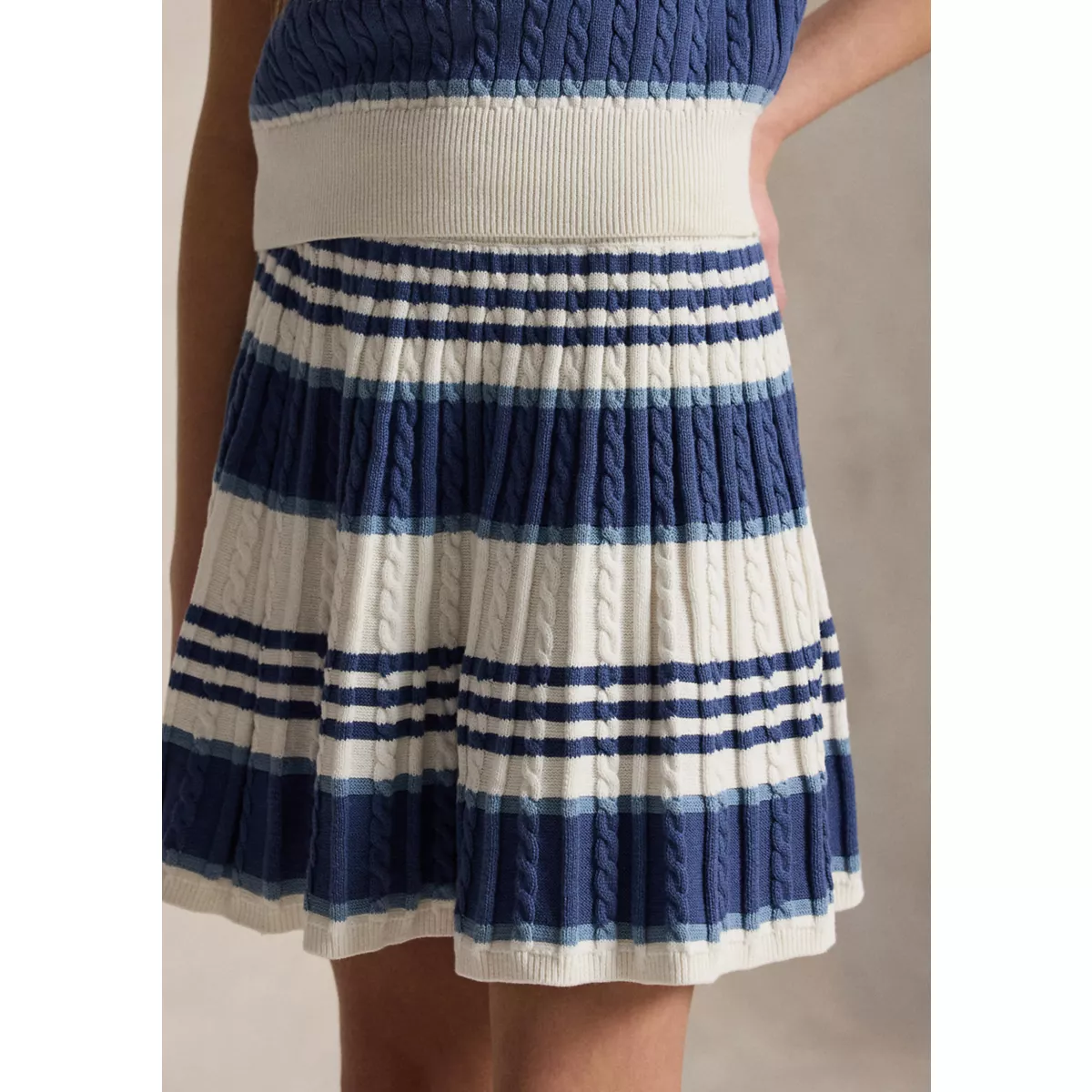 Girls 7-16 Striped Cable Cotton Sweater & Skirt - 4