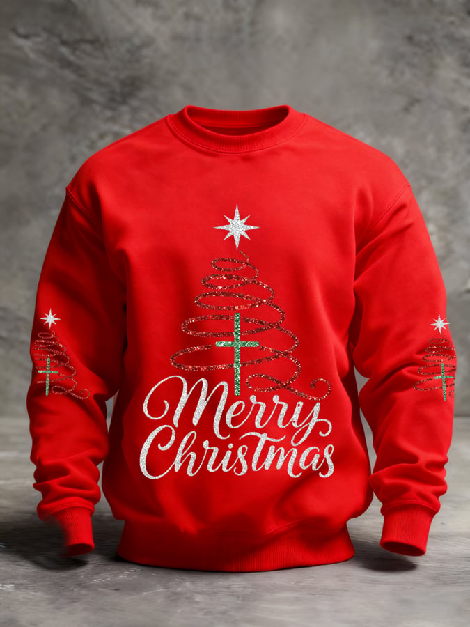 Sudadera Faith Cross Christmas estampado Pullover para hombre