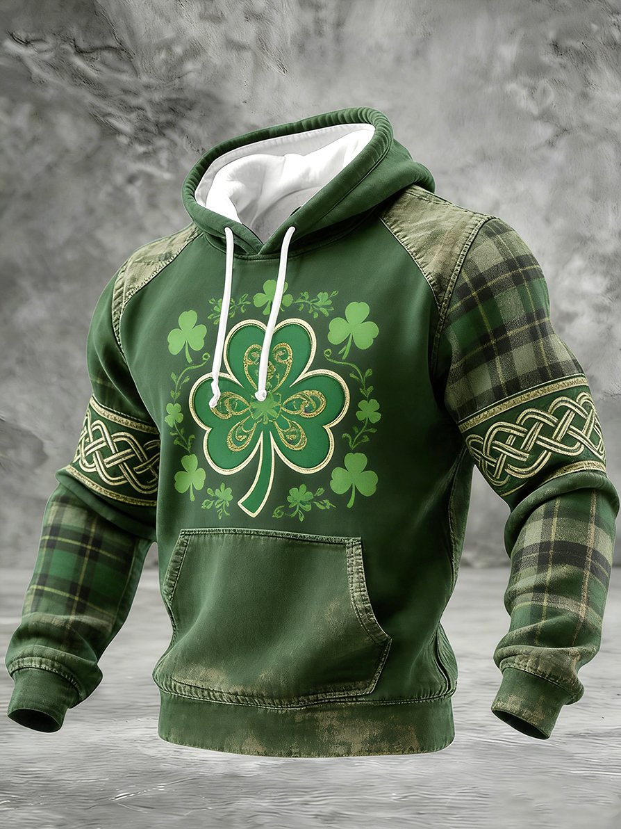 Sudadera vintage Lucky St. Patrick's Day con gorrasucha para hombre