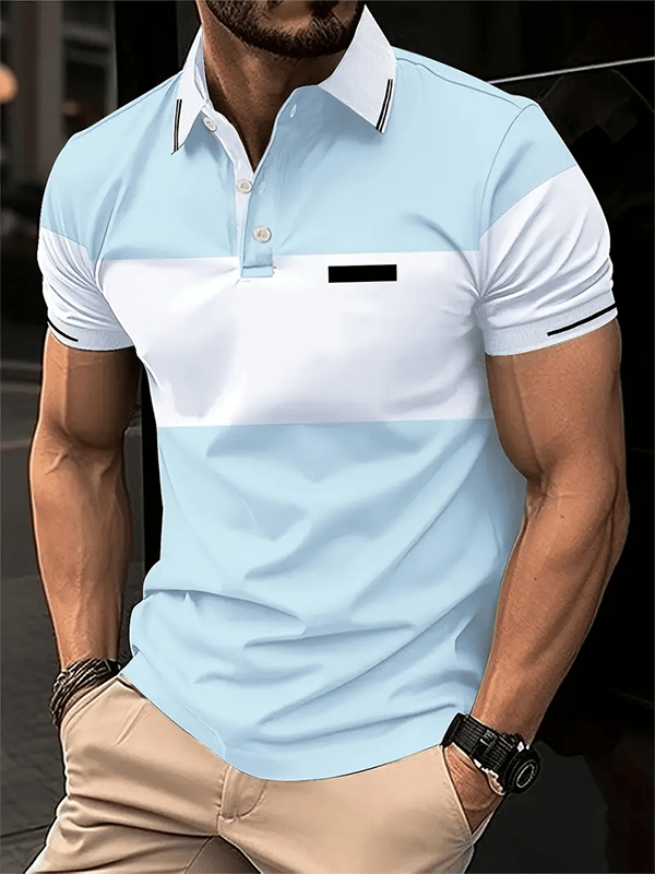 Camisa polo ejecutivo Logo con botones de manga corta para hombre