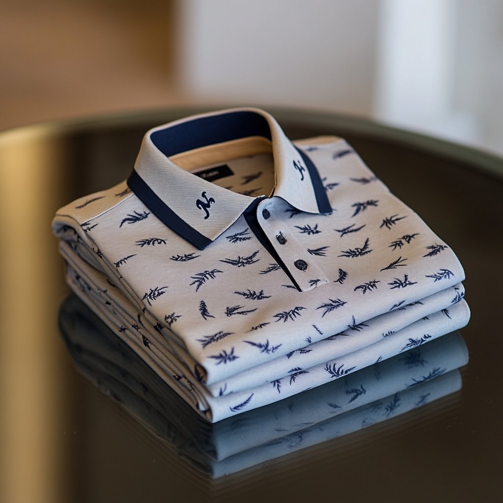 Camisa polo ejecutivo casual jacquard Button de manga corta para hombre
