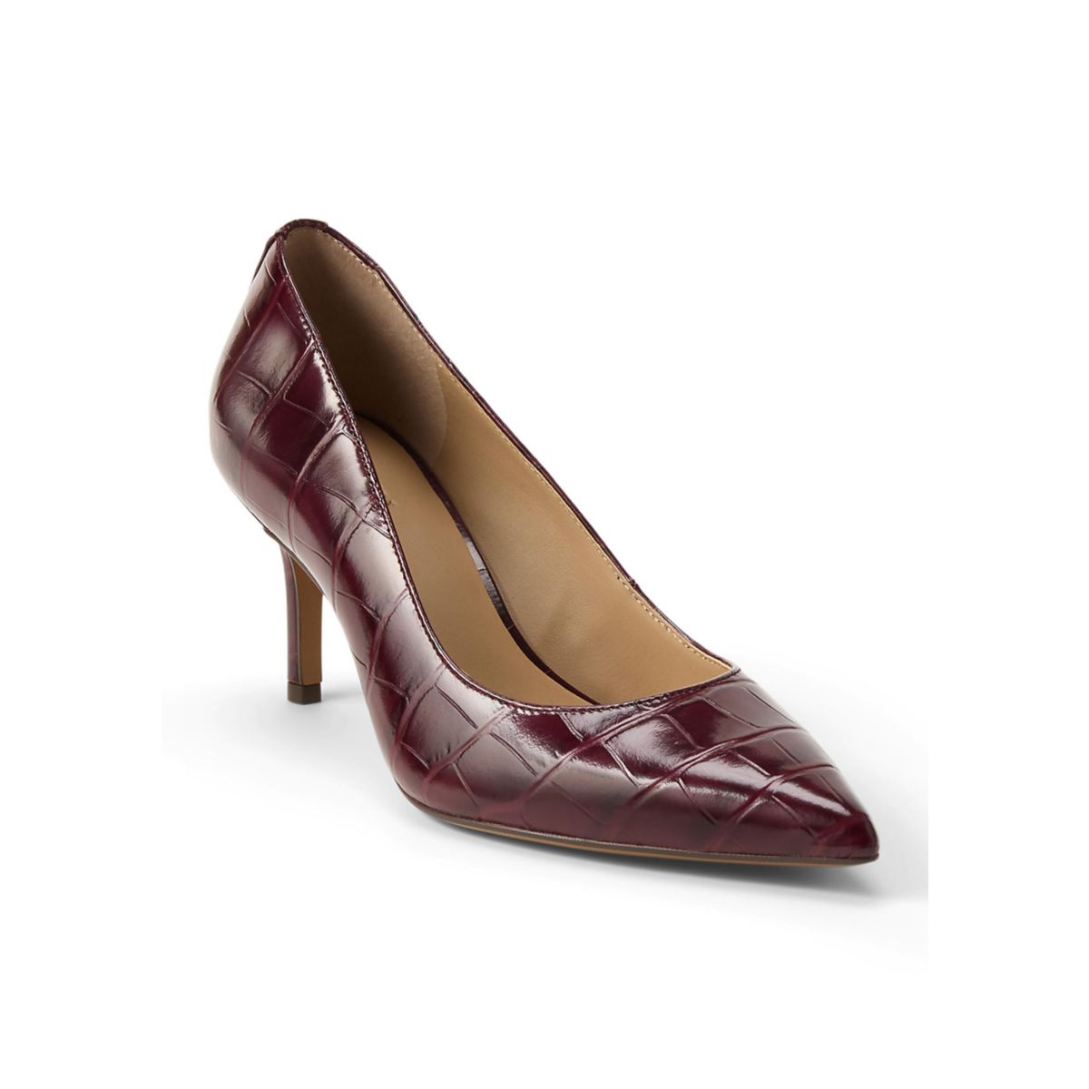 Lanette Croc-Embossed Leather Pumps - 1
