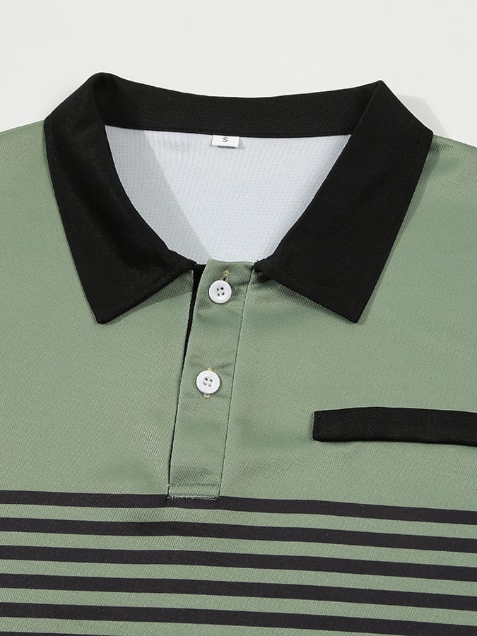 Camisa polo de modaable Contrast Color de manga corta para hombre