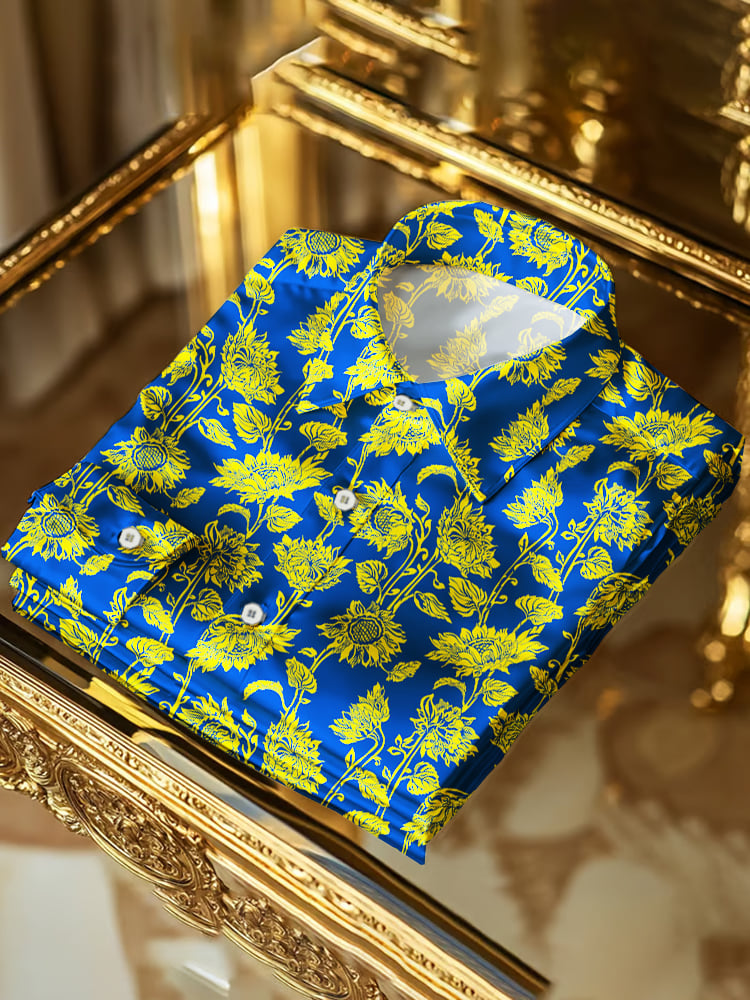 Camisa Ukrainian Sunflower de manga larga para hombre