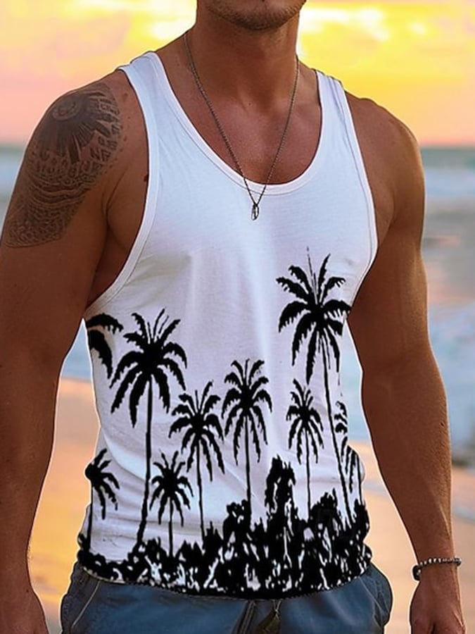 Casual Resort estampado Vest para hombre
