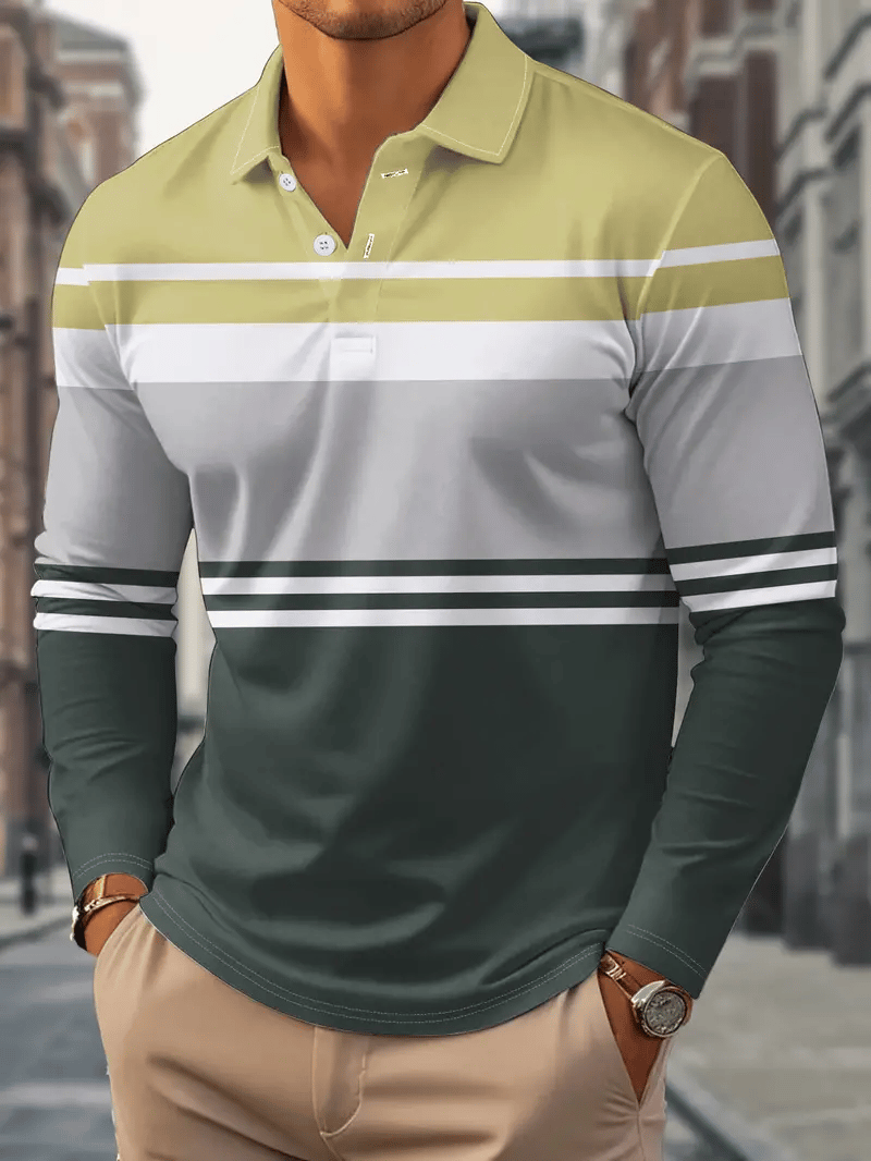 Ejecutivo casual a rayas con botones Polo para hombre