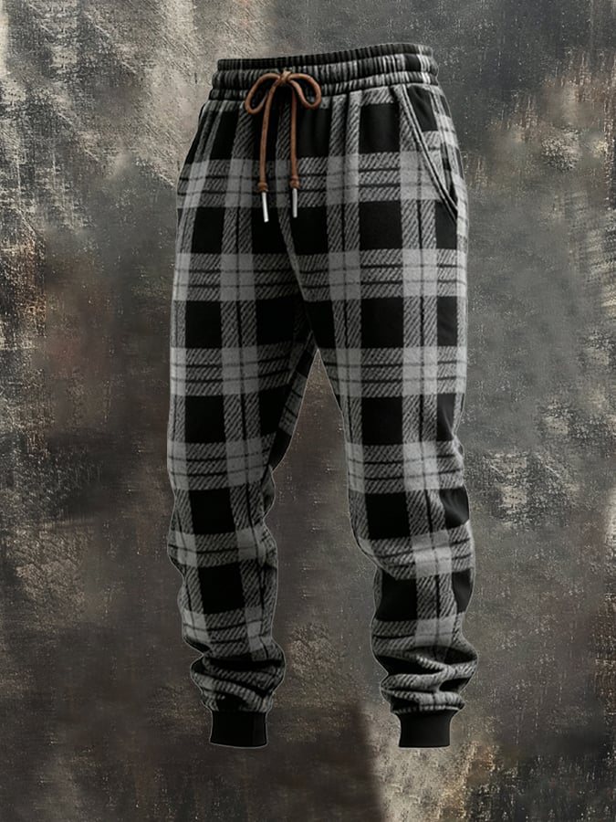 Sudadera retro a cuadros Hooded casual Suit para hombre