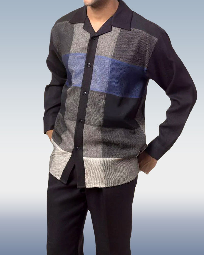 Suitmens casual Check de manga larga Walking Suit 024 para hombre