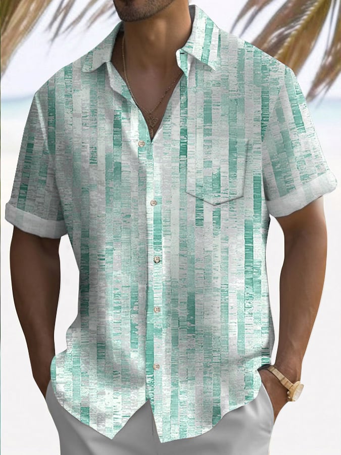 Camisa retro Vacation Style estampado casual (With Pockets) para hombre