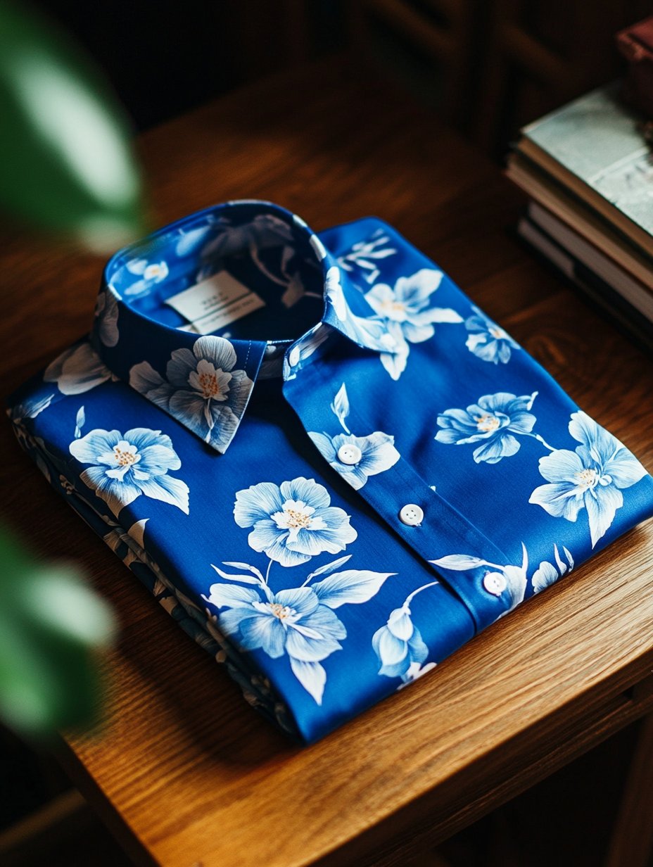 Camisa ejecutivo casual Dark floral solapa de manga corta para hombre
