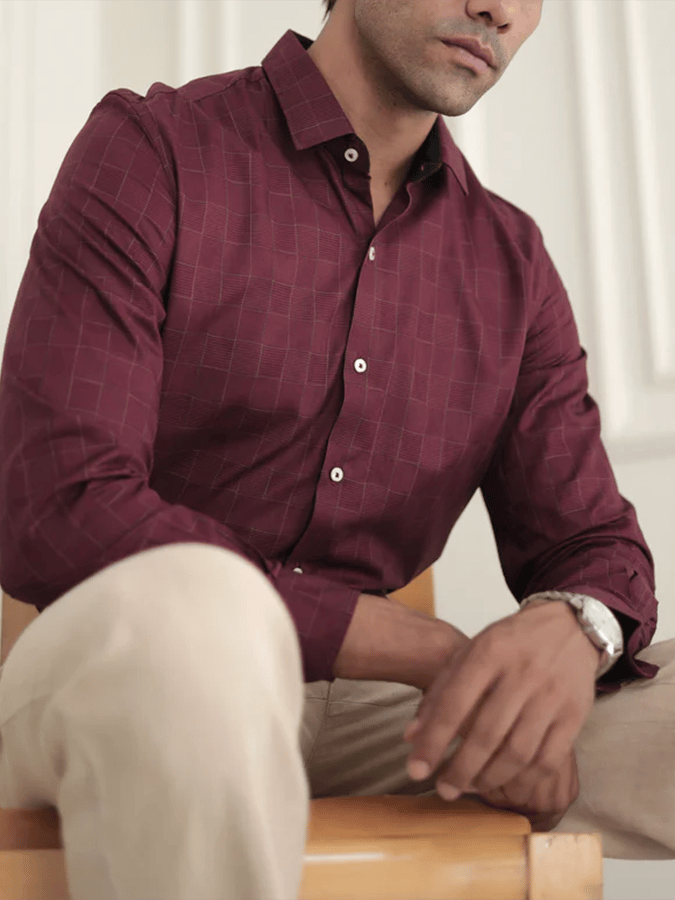 Camisa a cuadros ejecutivo casual para hombre
