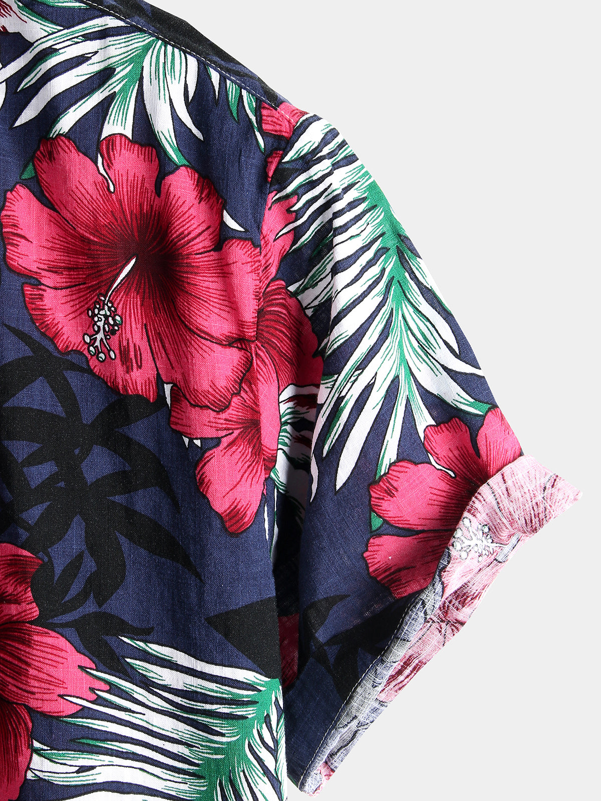 Camisa Flower Tropical Hawaii de algodón de manga corta para hombre