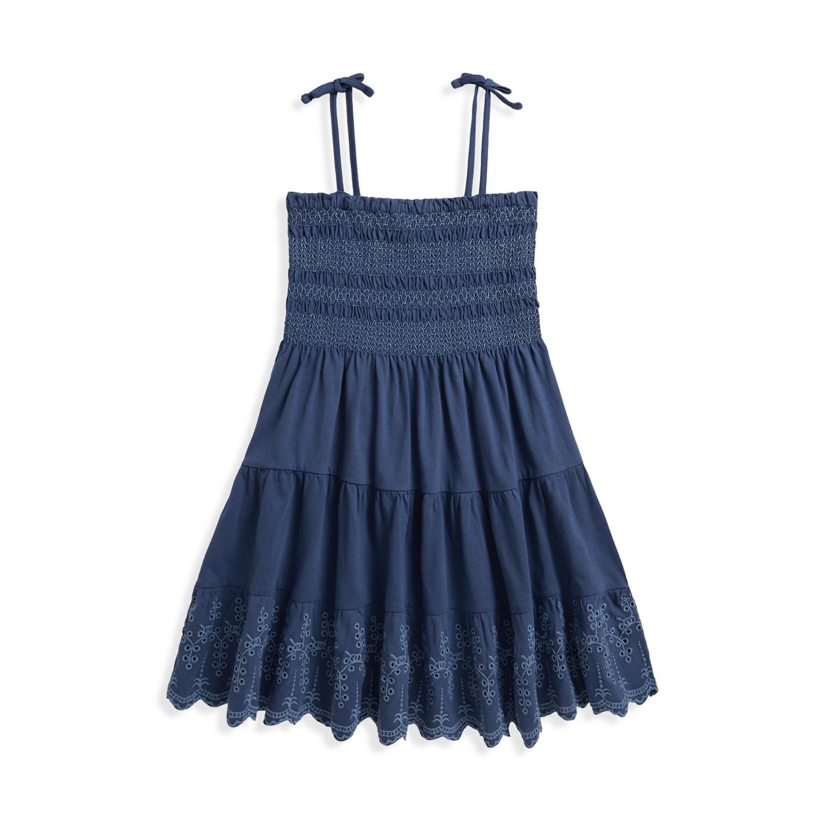 Girls 2-6x Smocked Eyelet Cotton Jersey Dress - 5