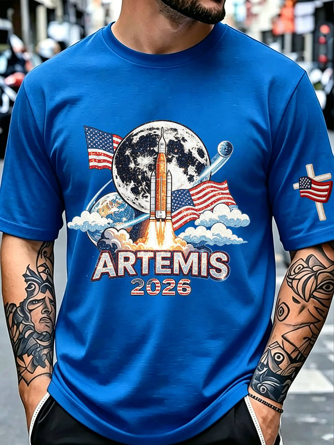 Camiseta Artemis II Moon Mission Themed Trendy for Space Enthusiasts para hombre