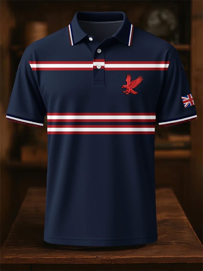 Camisa polo British Eagle estampado de manga corta ejecutivo para hombre