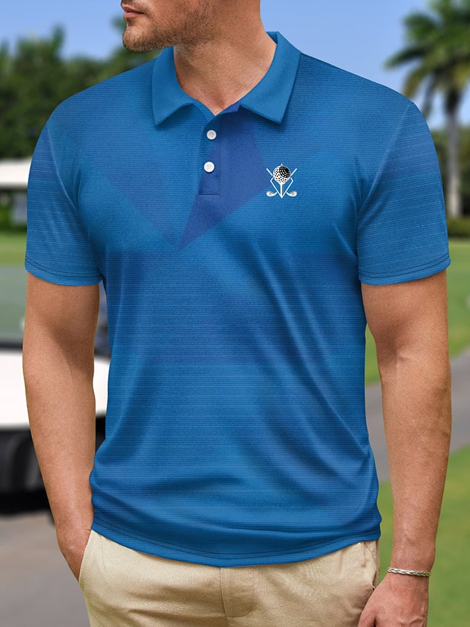 Camisa polo de modaable geométrico de manga corta para hombre