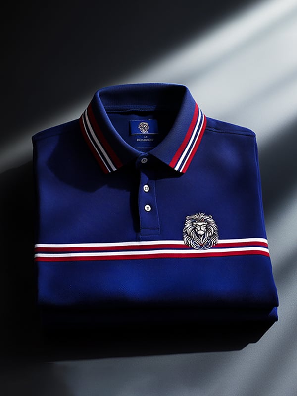 Camisa polo ejecutivo Lion Logo Button para hombre