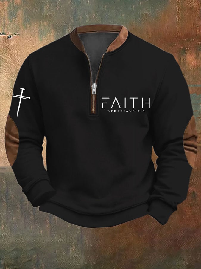 Sudadera Faith estampado Zip cuello para hombre