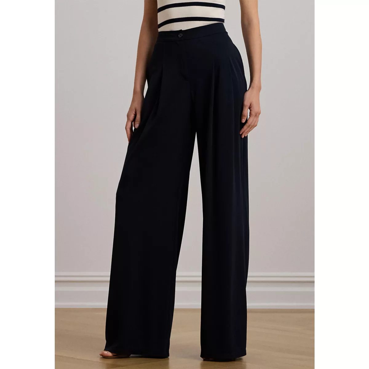 Pleated Stretch Jersey Wide-Leg Pants - 5