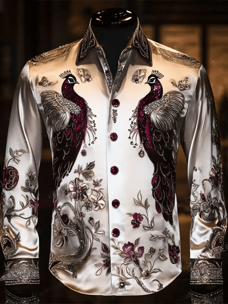 Camisa satén Luxe de manga larga con botones para hombre