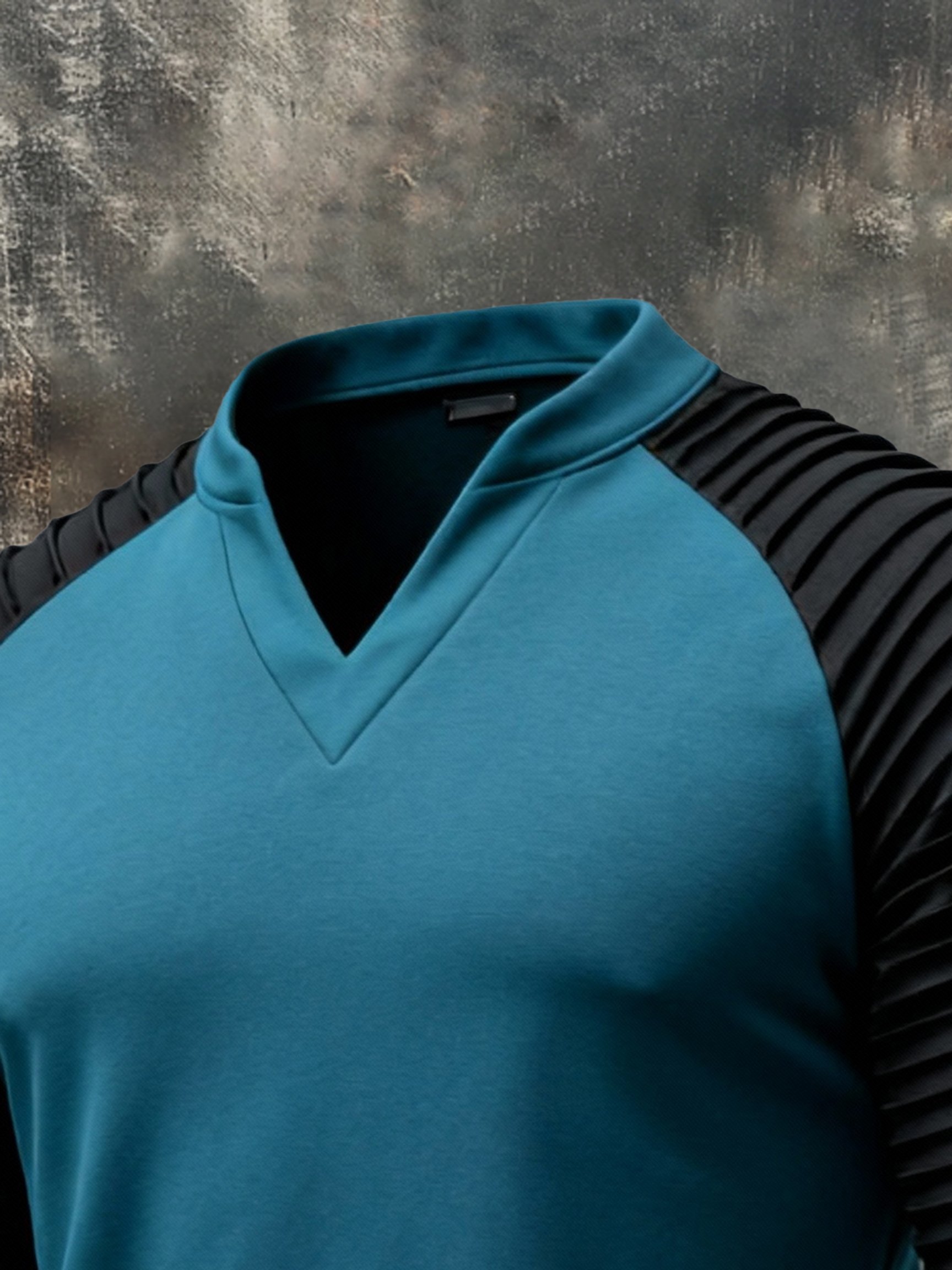 Camiseta vintage Comfortable Color-Block de manga larga para hombre