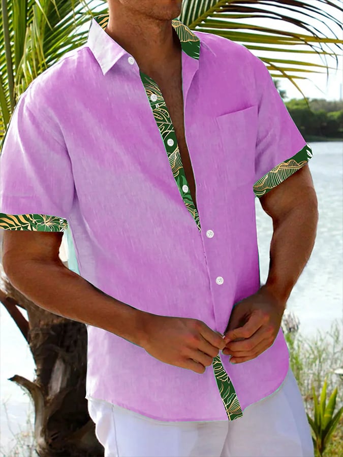 Camisa Tropical floral estampado Resort casual (With Pockets) para hombre