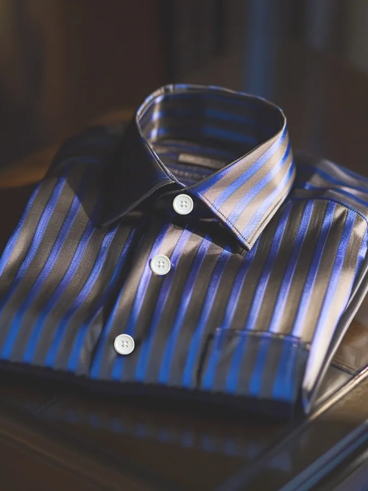 Camisa satén de lujo ejecutivo de manga larga para hombre