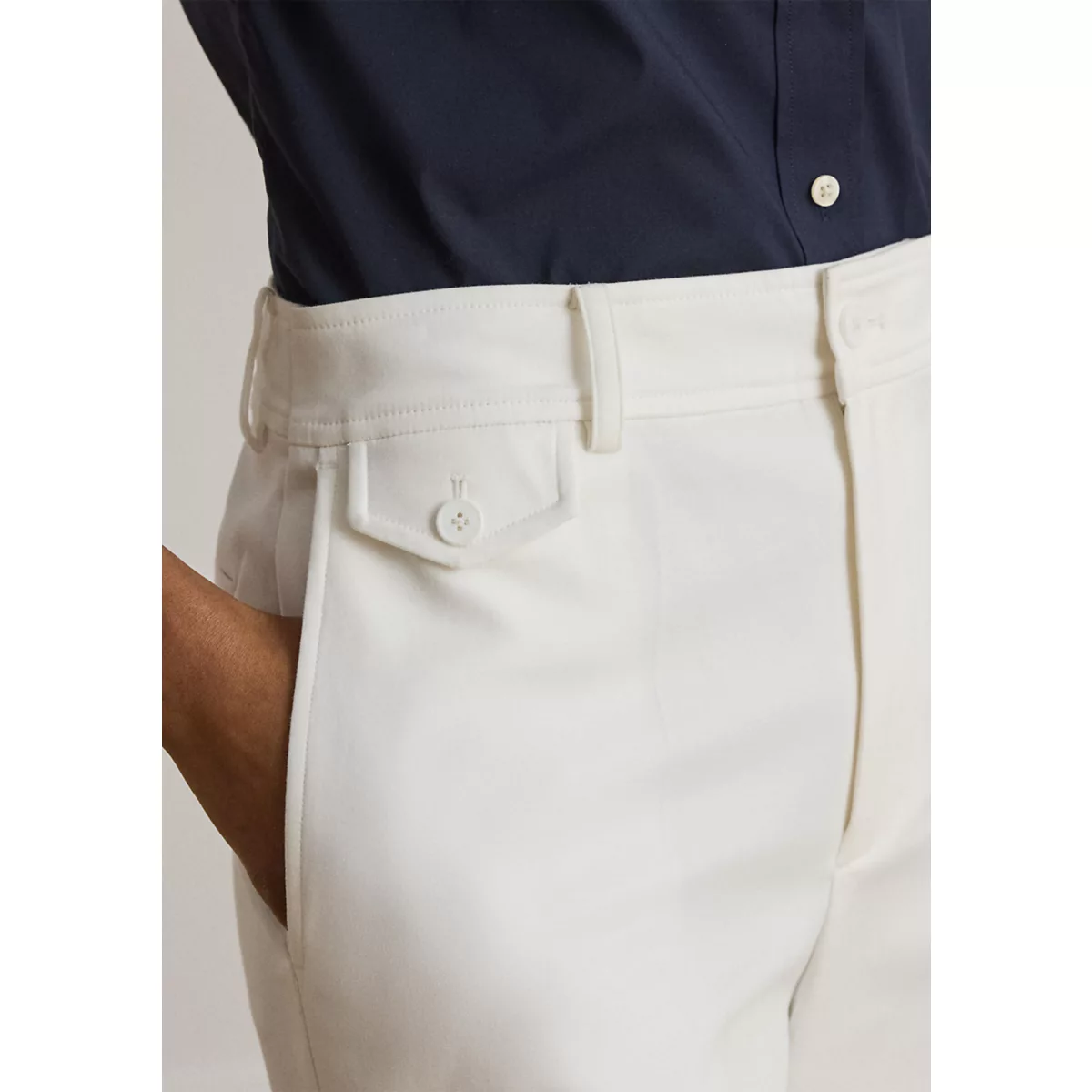 Double-Faced Stretch Cotton Cropped Pants - 3