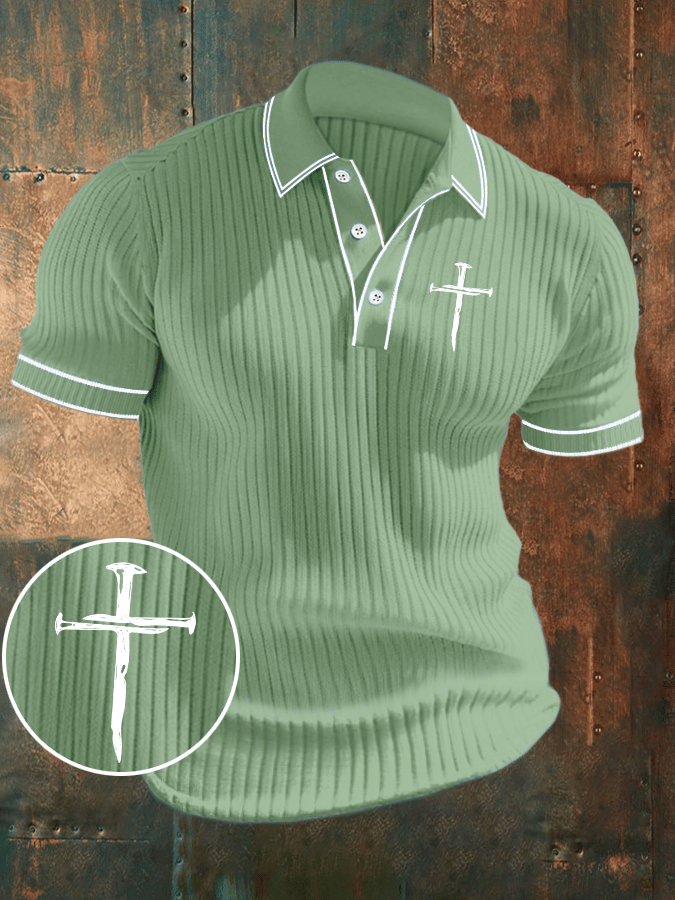 Camisa polo Faith estampado acanalado jacquard casual para hombre
