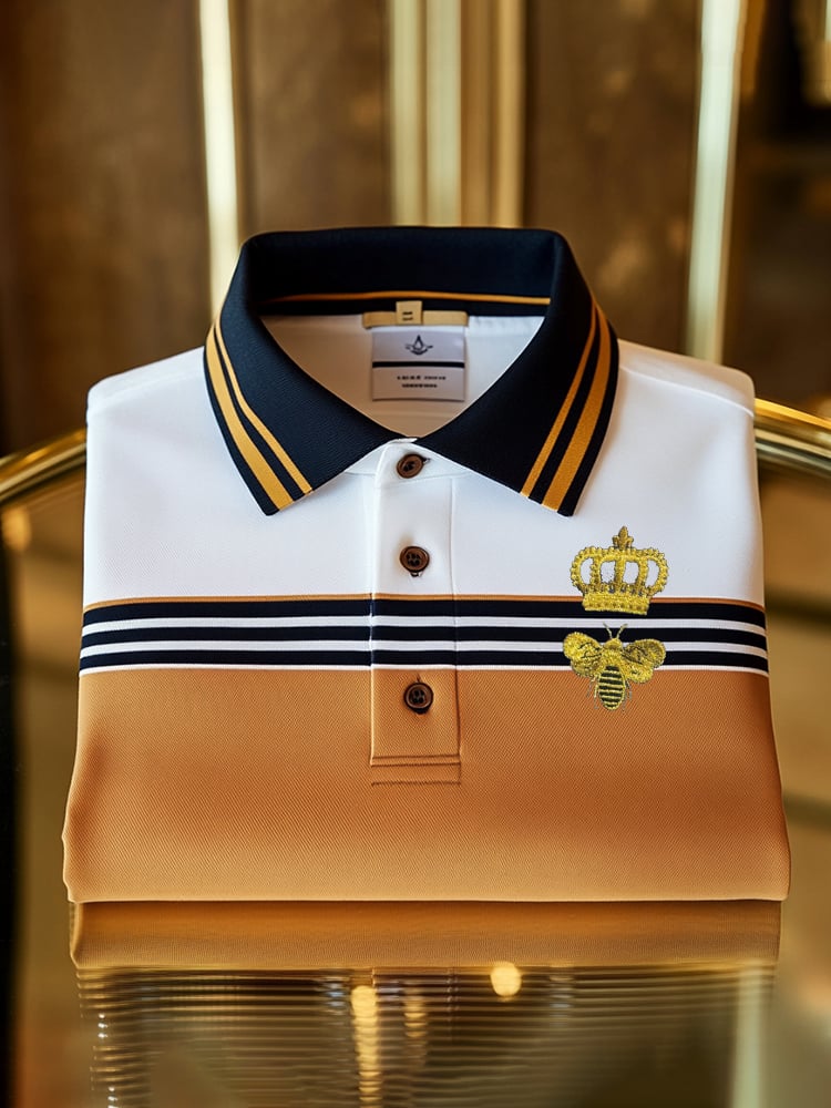 Camisa polo clásico ejecutivo Check Logo Button de manga corta para hombre