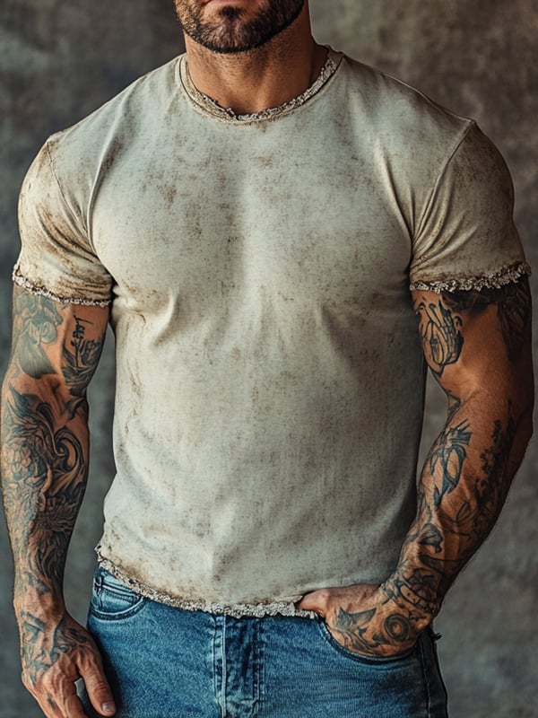 Camiseta casual vintage de manga corta para hombre