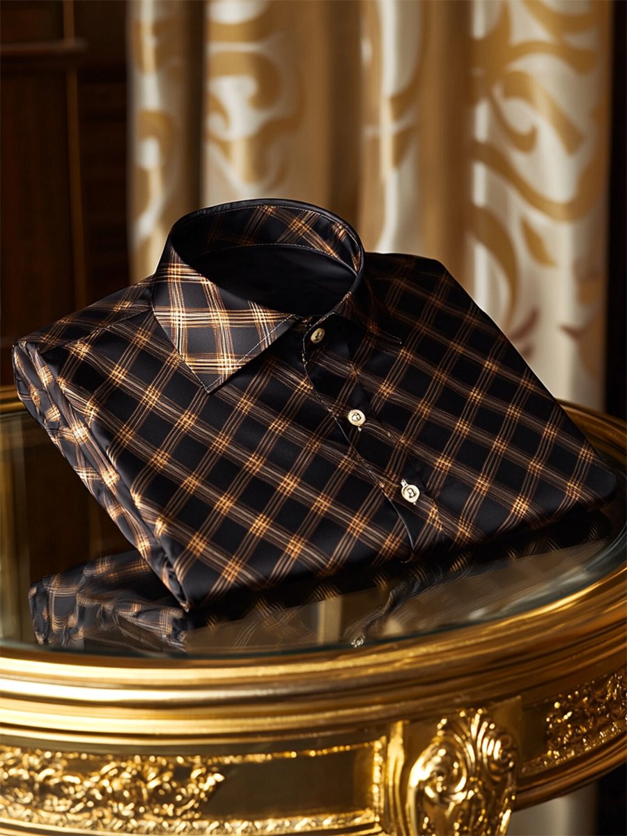 Camisa satén Luxe de manga larga con botones para hombre