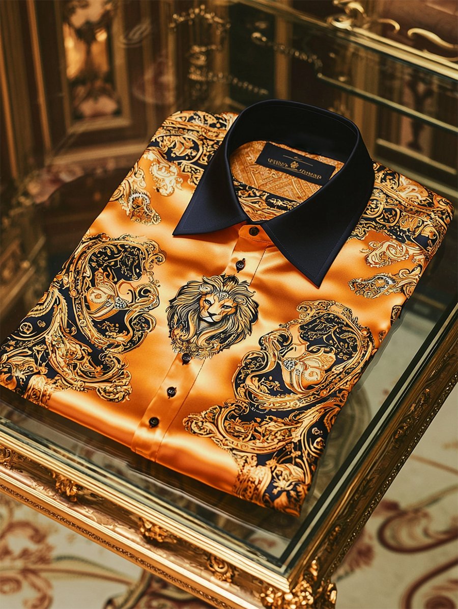 Camisa satén Luxe de manga larga con botones para hombre